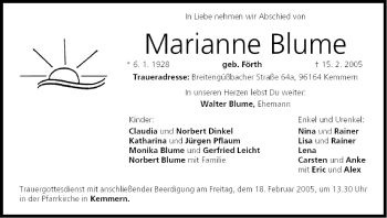 Anzeige von Marianne Blume von MGO