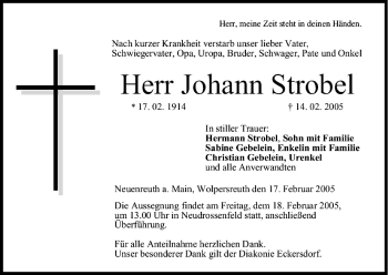 Anzeige von Johann Strobel von MGO