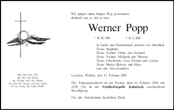 Anzeige von Werner Popp von MGO