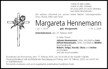 Anzeige von Margareta Hennemann von MGO