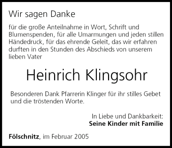 Anzeige von Heinrich Klingsohr von MGO