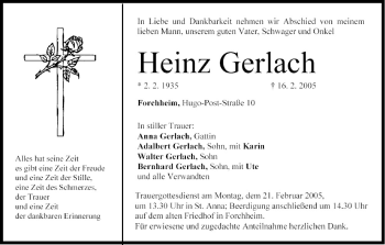 Anzeige von Heinz Gerlach von MGO