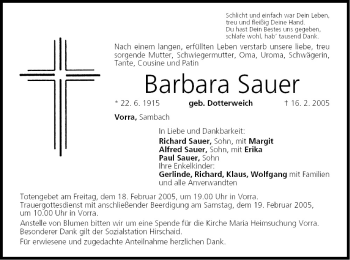 Anzeige von Barbara Sauer von MGO