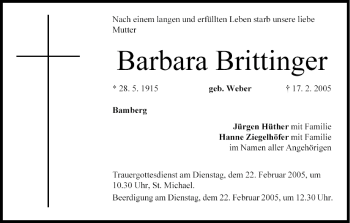 Anzeige von Barbara Brittinger von MGO