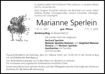 Anzeige von Marianne Sperlein von MGO