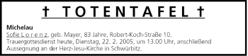 Anzeige von Totentafel vom 22.02.2005 von MGO