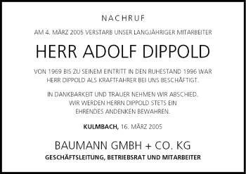 Anzeige von Adolf Dippold von MGO