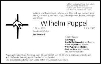 Anzeige von Wilhelm Puppel von MGO