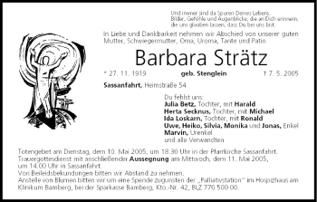 Anzeige von Barbara Strätz von MGO
