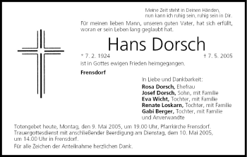 Anzeige von Hans Dorsch von MGO