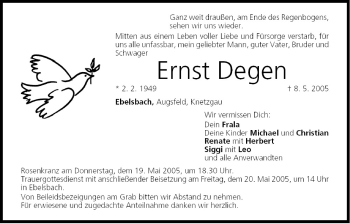 Anzeige von Ernst Degen von MGO