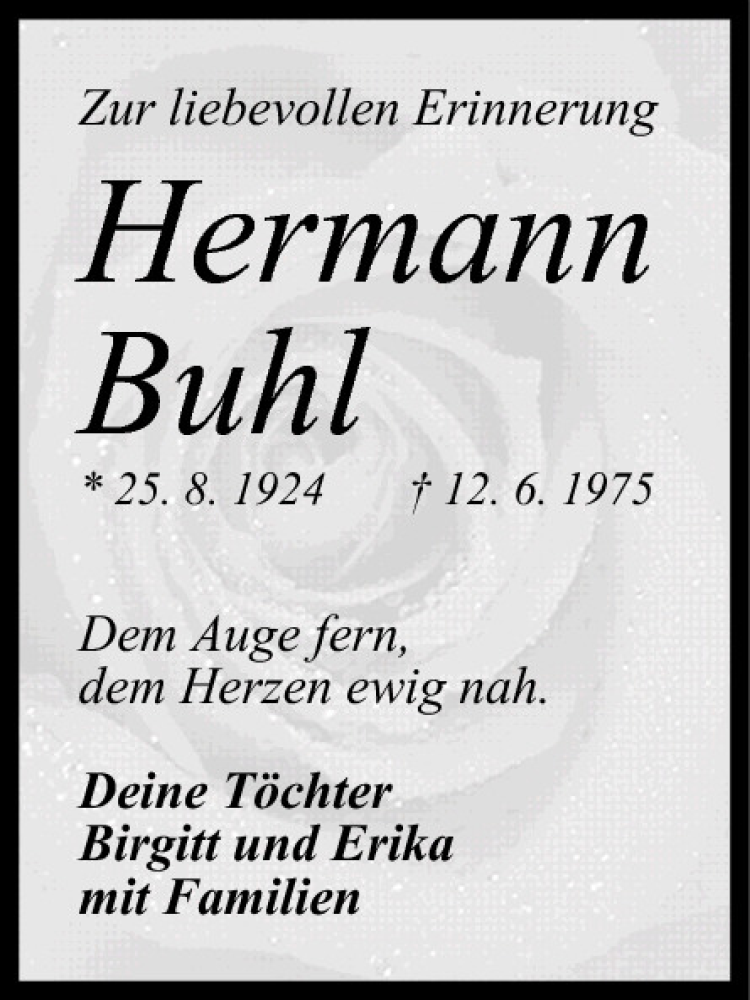  Traueranzeige für Hermann Buhl vom 11.06.2005 aus MGO