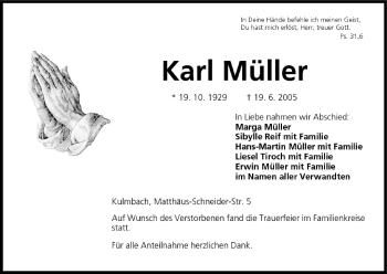 Anzeige von Karl Müller von MGO