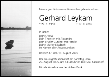 Anzeige von Gerhard Leykam von MGO