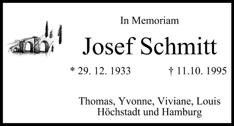  Traueranzeige für Josef Schmitt vom 11.10.2005 aus MGO