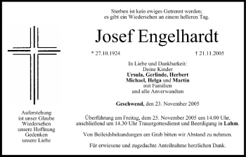 Anzeige von Josef Engelhardt von MGO