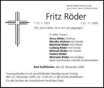 Anzeige von Fritz Röder von MGO