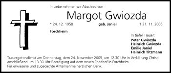 Anzeige von Margot Gwiozda von MGO