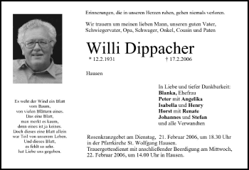 Anzeige von Willi Dippacher von MGO