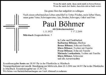 Anzeige von Paul Böhmer von MGO