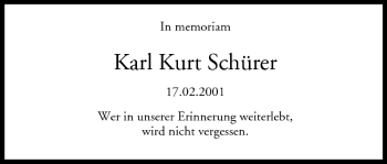 Anzeige von Karl Kurt Schürer von MGO