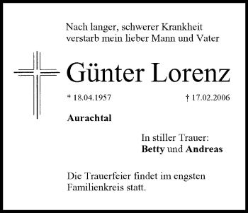 Anzeige von Günter Lorenz von MGO