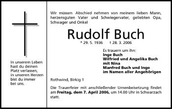 Anzeige von Rudolf Buch von MGO