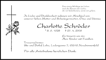 Anzeige von Charlotte Schröder von MGO