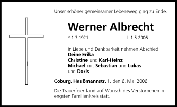 Anzeige von Werner Albrecht von MGO