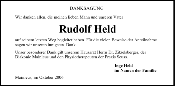 Anzeige von Rudolf Held von MGO