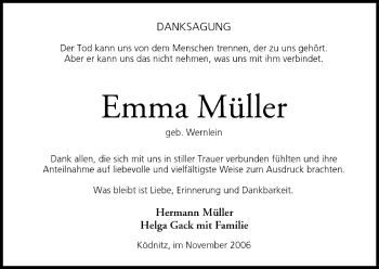 Anzeige von Emma Müller von MGO