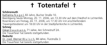 Anzeige von Totentafel vom 20.11.2006 von MGO