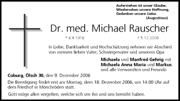 Michael Rauscher | Traueranzeige | trauer.inFranken.de