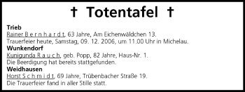 Anzeige von Totentafel vom 09.12.2006 von MGO