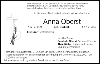 Anzeige von Anna Oberst von MGO