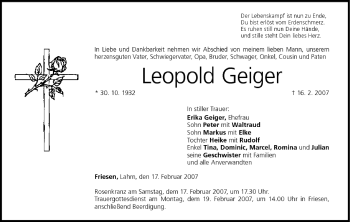 Anzeige von Leopold Geiger von MGO