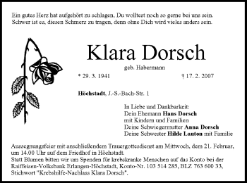 Anzeige von Klara Dorsch von MGO