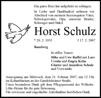 Anzeige von Horst Schulz von MGO