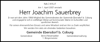Anzeige von Joachim Sauerbrey von MGO