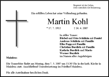 Anzeige von Martin Kohl von MGO