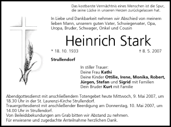 Anzeige von Heinrich Stark von MGO