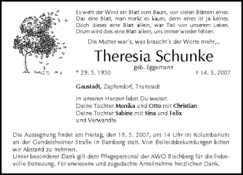 Anzeige von Theresia Schunke von MGO