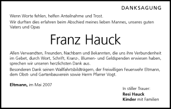 Anzeige von Franz Hauck von MGO