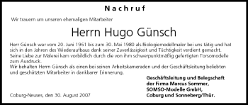 Anzeige von Hugo Günsch von MGO