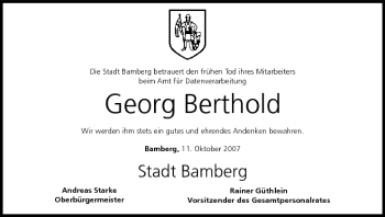 Anzeige von Georg Berthold von MGO