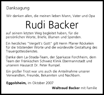 Anzeige von Rudi Backer von MGO