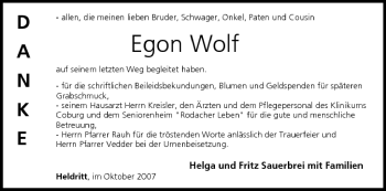 Anzeige von Egon Wolf von MGO
