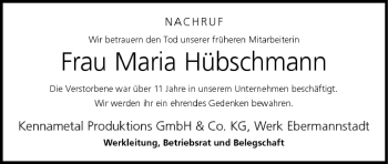 Anzeige von Maria Hübschmann von MGO