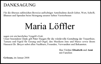 Anzeige von Maria Löffler von MGO