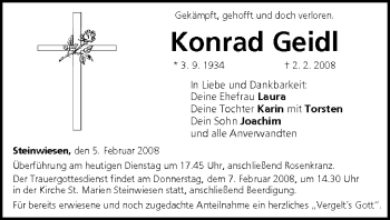 Anzeige von Konrad Geidl von MGO